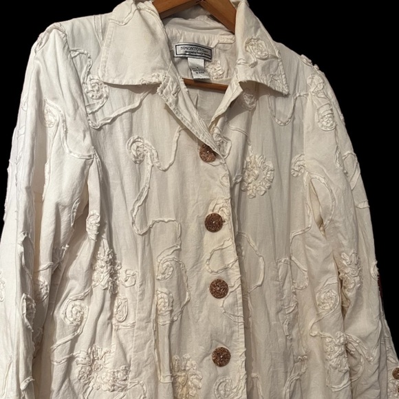 SIMONTON SAYS Ivory Embellished Long Sleeve Jacket‎ Sz S Women - Picture 3 of 6